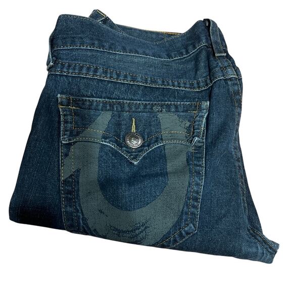 True Religion Mens Straight Bootcut Horseshoe Paint Flaps Pockets Jeans Size 38 - Picture 1 of 10